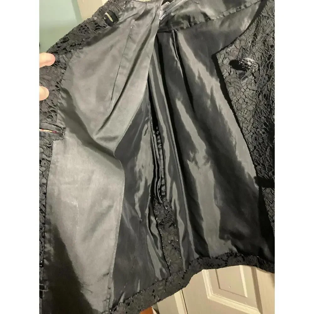 Elegant Black Lace Bolero Jacket with Beautiful Jeweled Buttons Large/XLarge - Picture 6 of 14